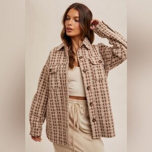 #57 Plaid Tan Women's Shacket